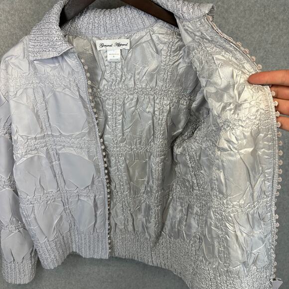 General Apparel Jacket Women Small Silver Gray 100% Polyester Full Zip Collared - Picture 4 of 13